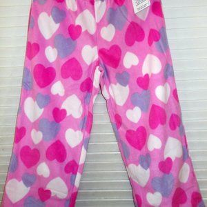 Mad Dog Girl's Pajama Pants Valentine Hearts Pink White Soft Fleece 6-12 NWT